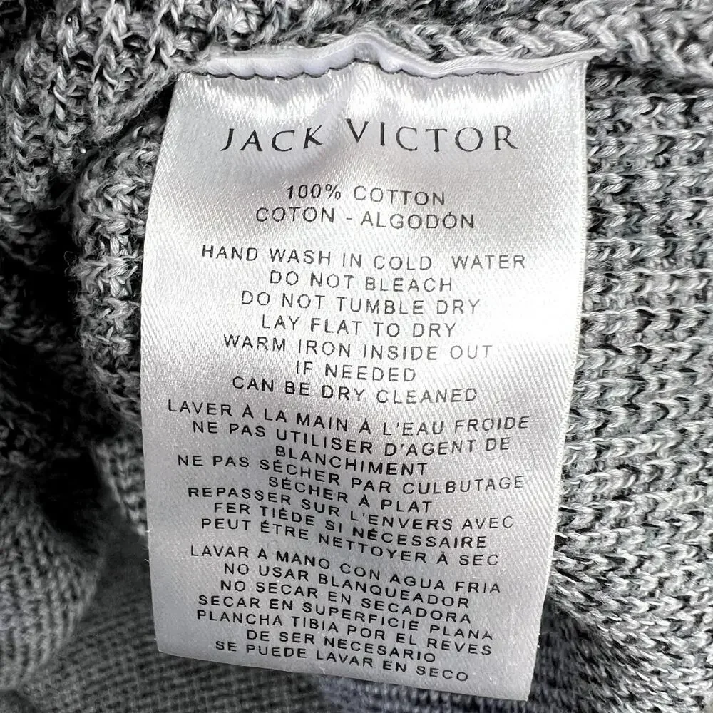 Jack Victor 100% Cotton Gray Knit Quarter Zip Pullover Sweater Long Sleeve XL
